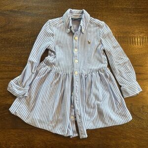 Ralph Lauren Kids Blue and White Striped Oxford Dress